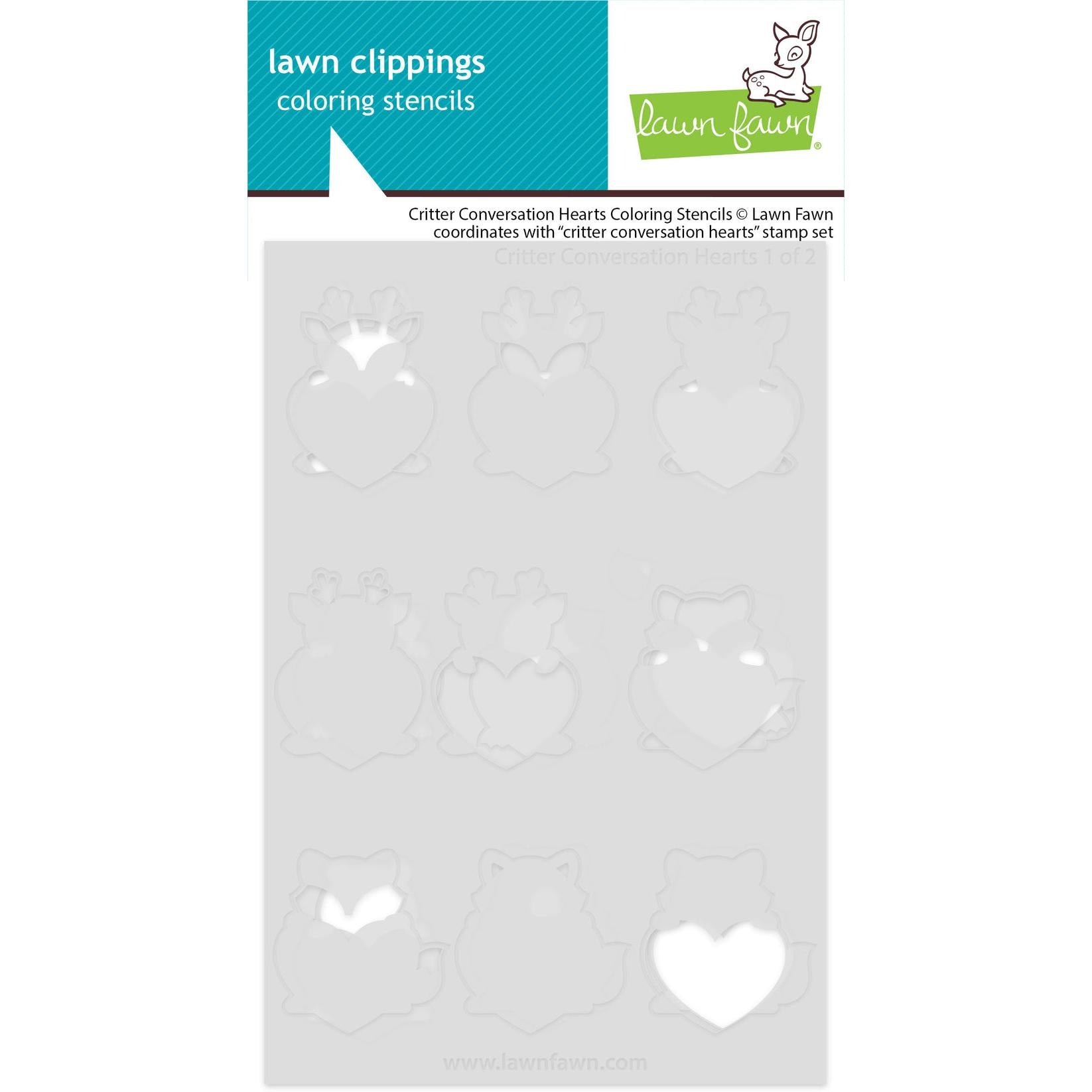Lawn Fawn - Coloring Stencils - Critter Conversation Hearts-ScrapbookPal