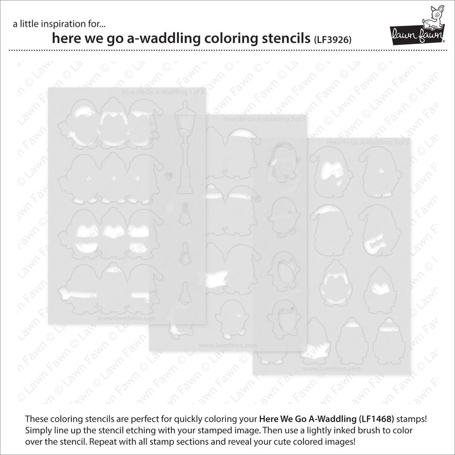 Lawn Fawn - Coloring Stencils - Here We Go A-Waddling-ScrapbookPal