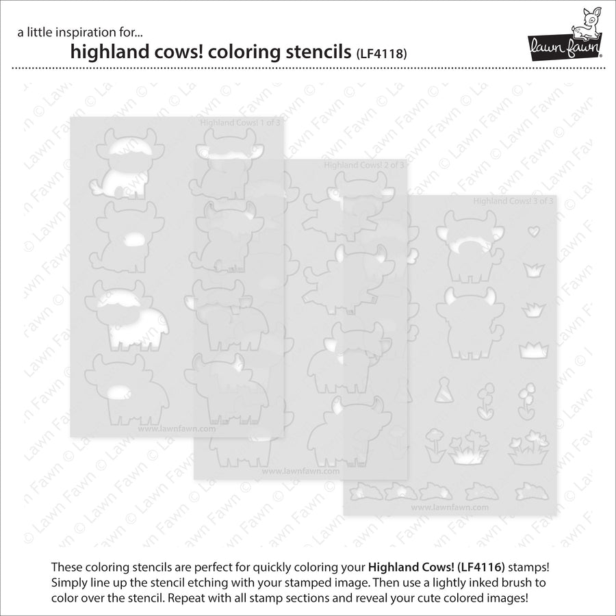 Lawn Fawn - Coloring Stencils - Highland Cows!-ScrapbookPal