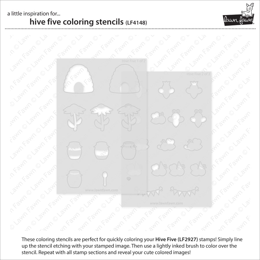 Lawn Fawn - Coloring Stencils - Hive Five-ScrapbookPal