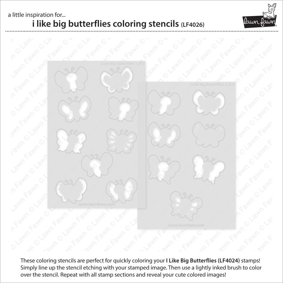Lawn Fawn - Coloring Stencils - I Like Big Butterflies-ScrapbookPal
