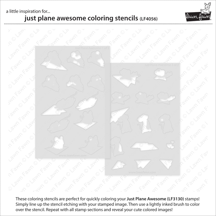 Lawn Fawn - Coloring Stencils - Just Plane Awesome-ScrapbookPal