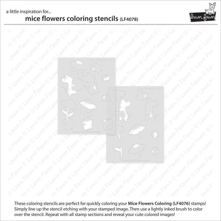 Lawn Fawn - Coloring Stencils - Mice Flowers-ScrapbookPal