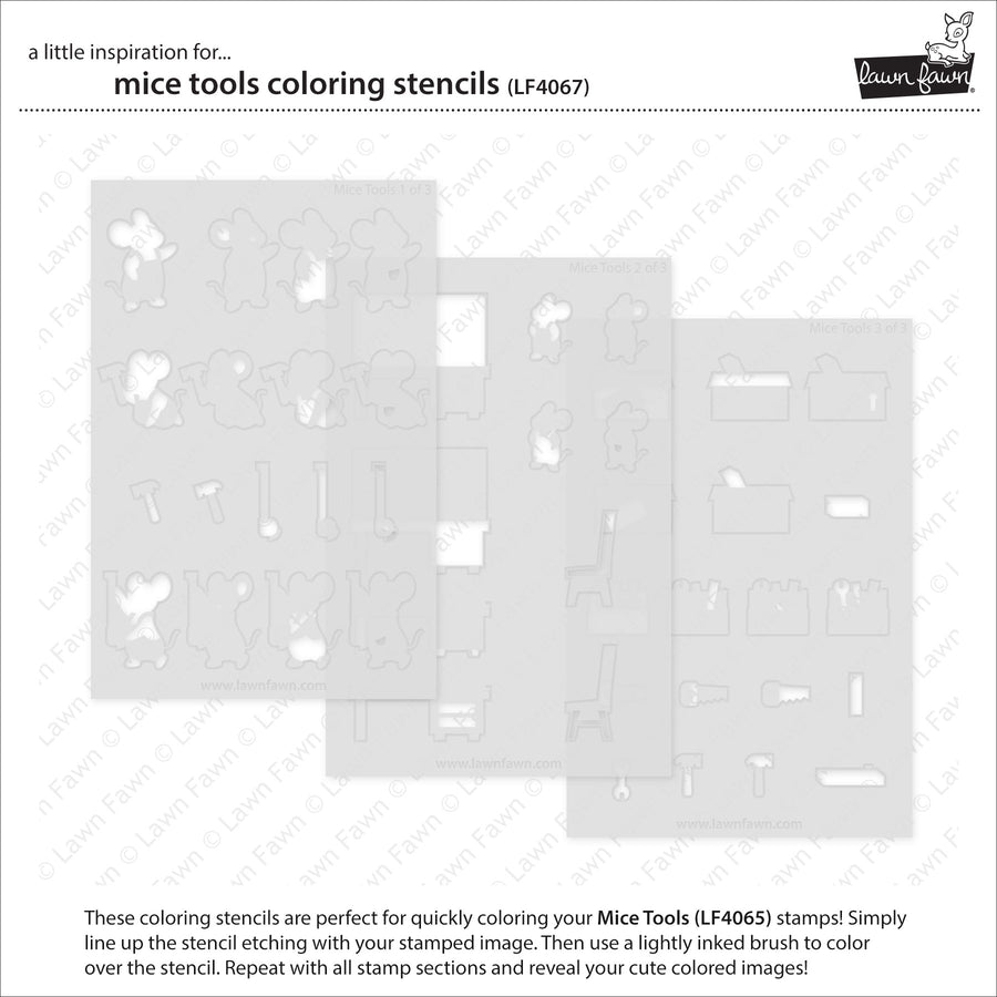 Lawn Fawn - Coloring Stencils - Mice Tools-ScrapbookPal