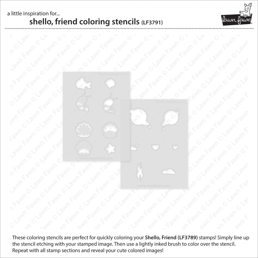 Lawn Fawn - Coloring Stencils - Shello, Friend-ScrapbookPal