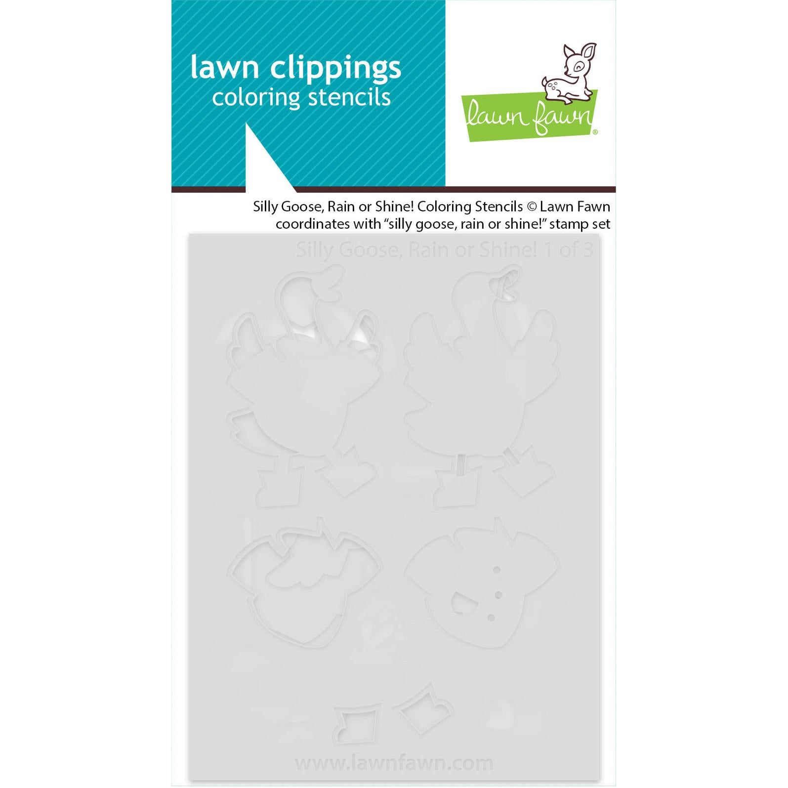 Lawn Fawn - Coloring Stencils - Silly Goose, Rain Or Shine!-ScrapbookPal