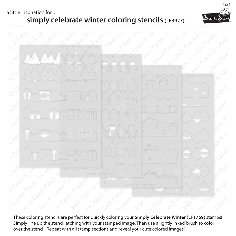 Lawn Fawn - Coloring Stencils - Simply Celebrate Winter-ScrapbookPal