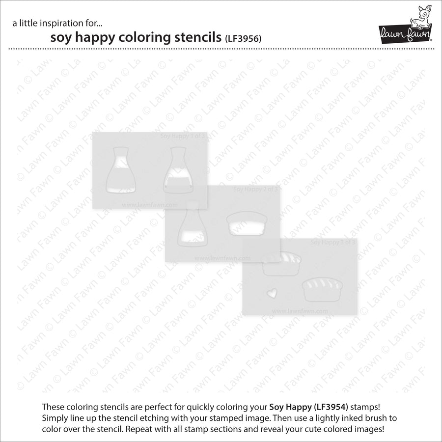 Lawn Fawn - Coloring Stencils - Soy Happy-ScrapbookPal