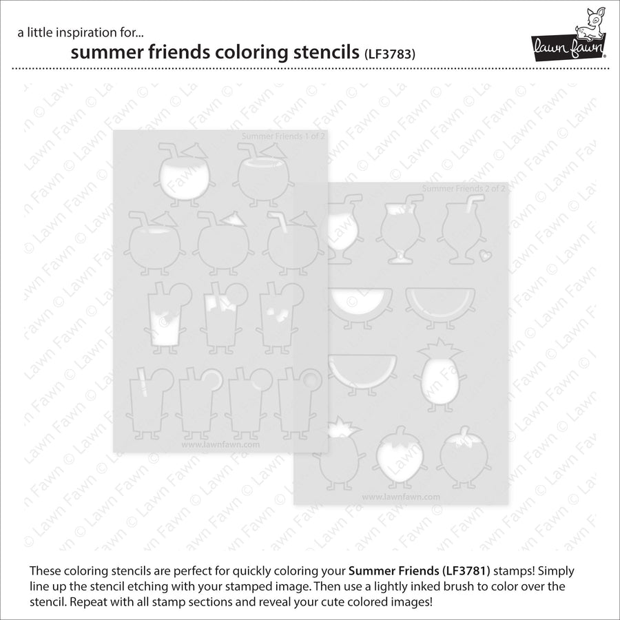 Lawn Fawn - Coloring Stencils - Summer Friends-ScrapbookPal