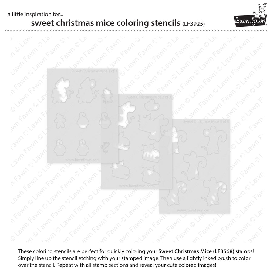 Lawn Fawn - Coloring Stencils - Sweet Christmas Mice-ScrapbookPal