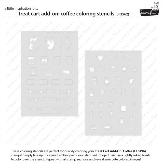 Lawn Fawn - Coloring Stencils - Treat Cart Add-On: Coffee-ScrapbookPal