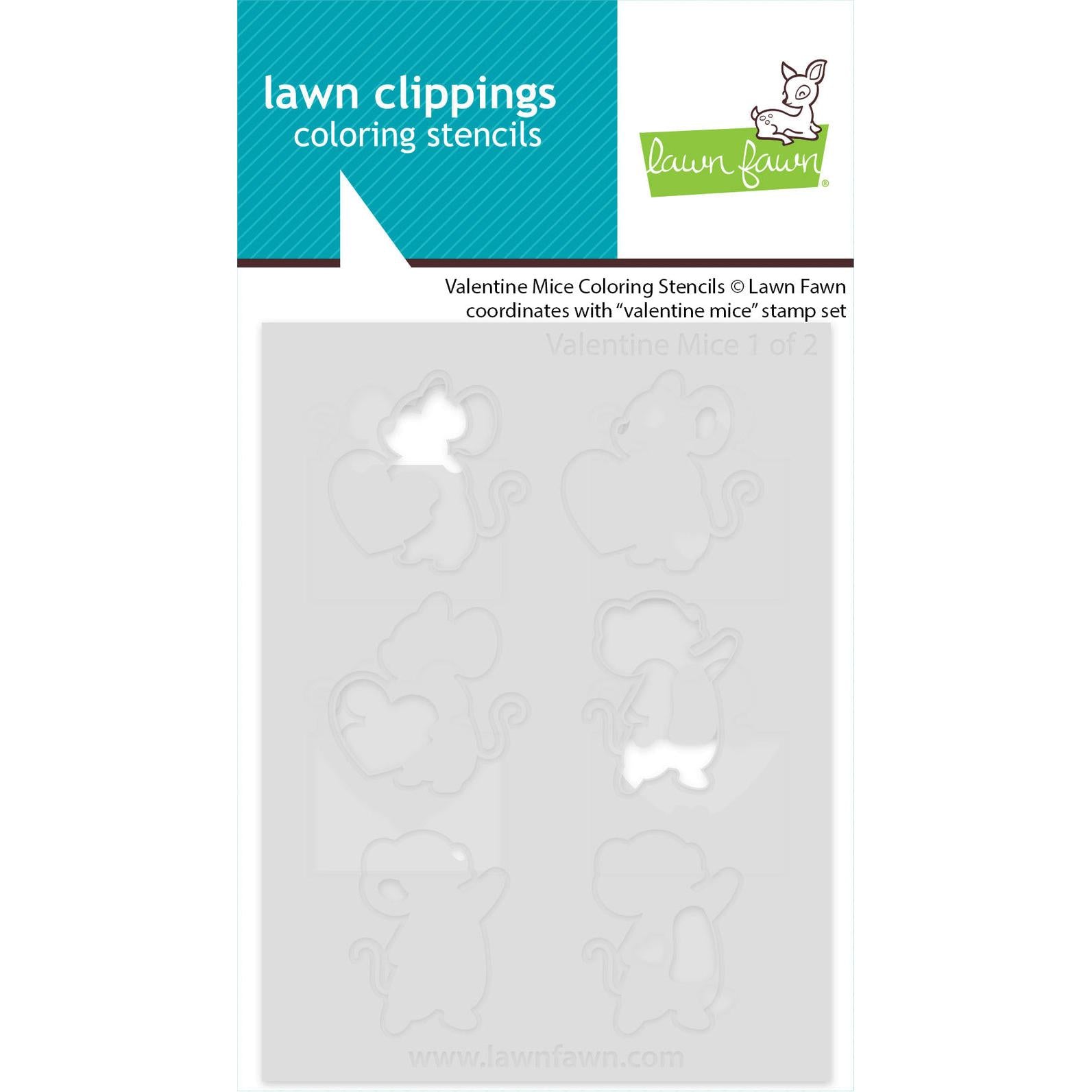 Lawn Fawn - Coloring Stencils - Valentine Mice-ScrapbookPal