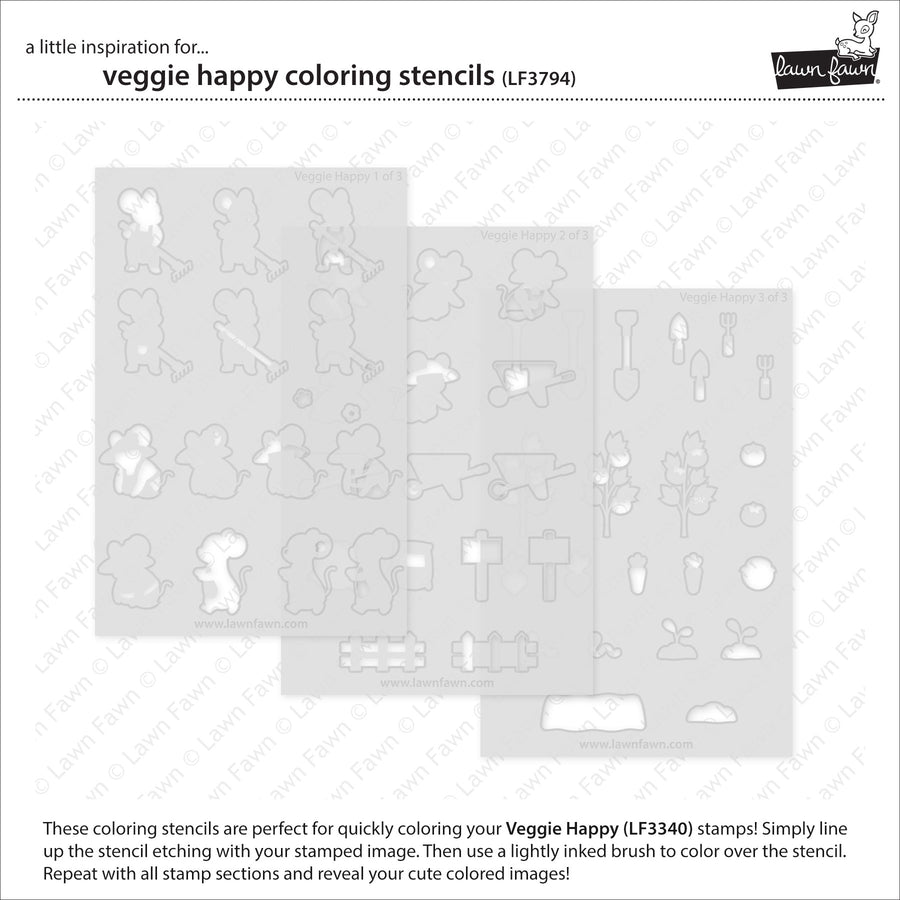 Lawn Fawn - Coloring Stencils - Veggie Happy-ScrapbookPal