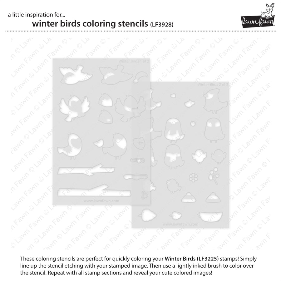 Lawn Fawn - Coloring Stencils - Winter Birds-ScrapbookPal