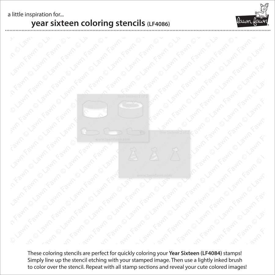 Lawn Fawn - Coloring Stencils - Year Sixteen-ScrapbookPal
