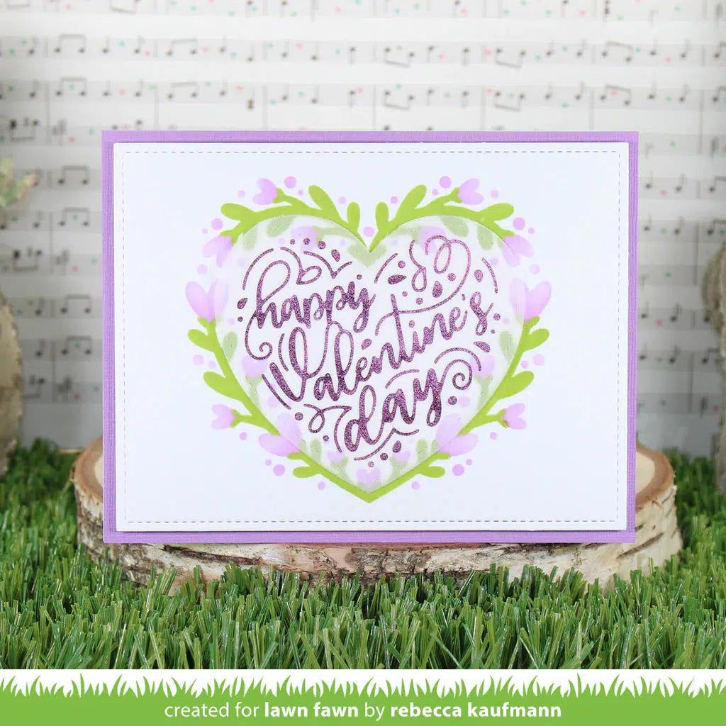 Lawn Fawn - Hot Foil Plates - Foiled Sentiments: Happy Valentine&#39;s Day-ScrapbookPal
