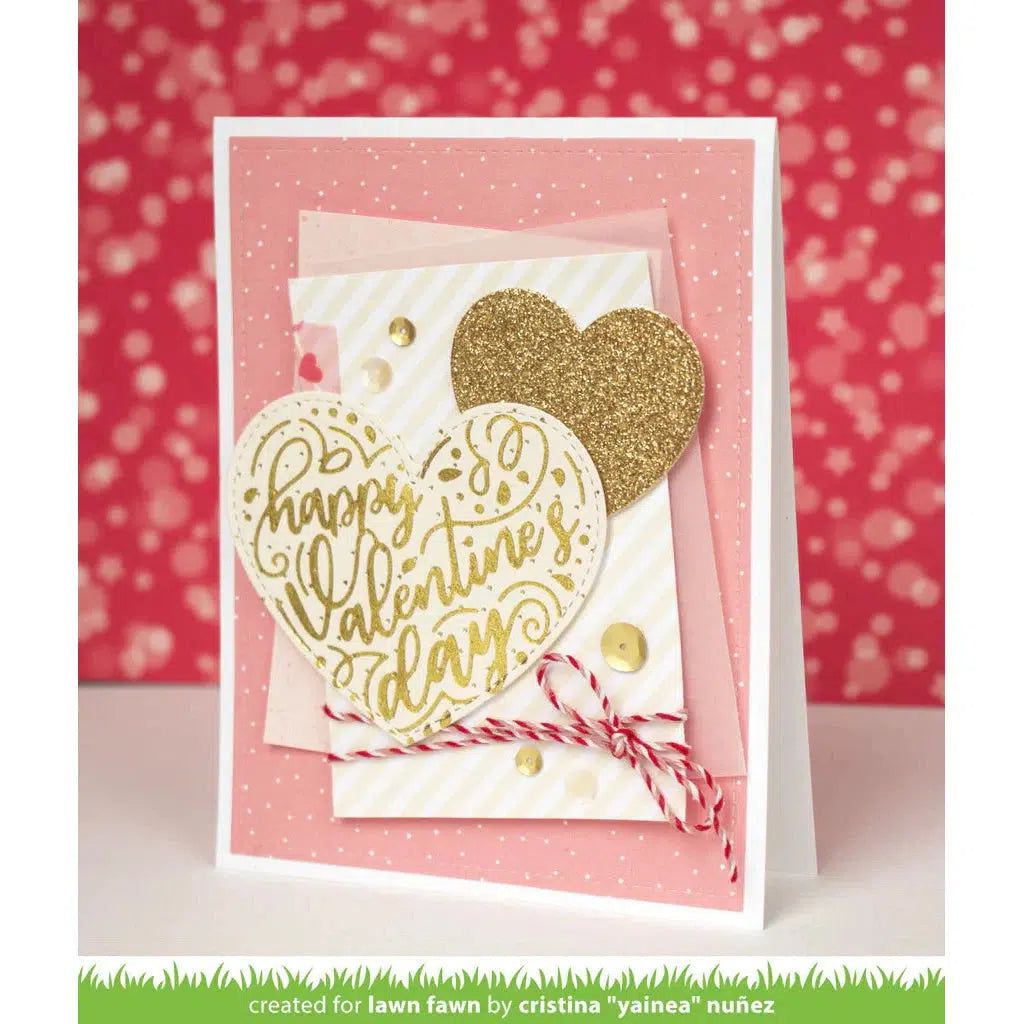 Lawn Fawn - Hot Foil Plates - Foiled Sentiments: Happy Valentine&#39;s Day-ScrapbookPal