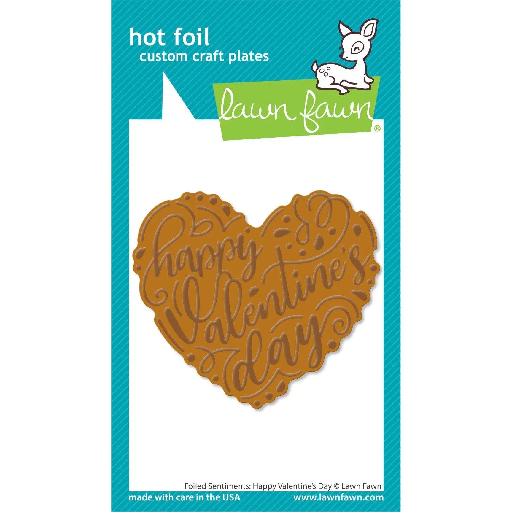 Lawn Fawn - Hot Foil Plates - Foiled Sentiments: Happy Valentine&#39;s Day-ScrapbookPal