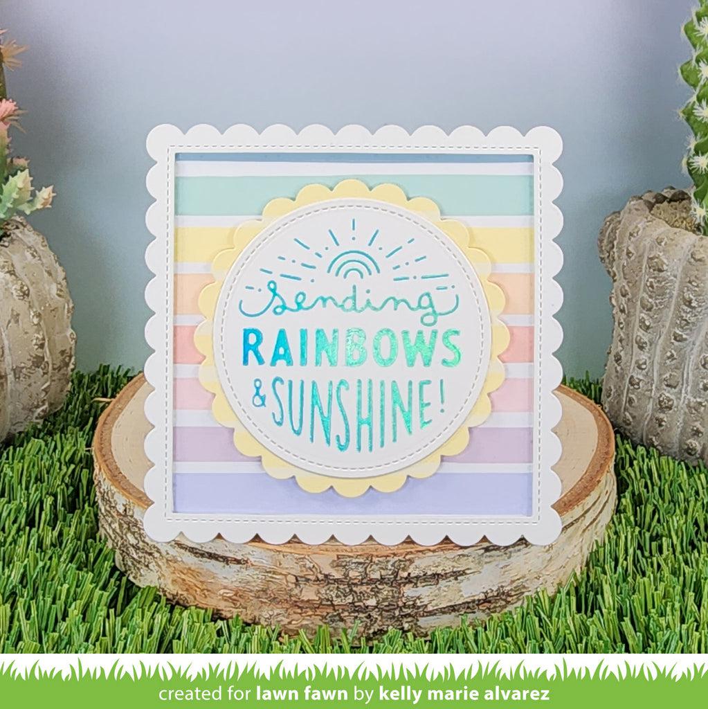 Lawn Fawn - Hot Foil Plates - Foiled Sentiments: Sending Rainbows Hot Foil Plate-ScrapbookPal