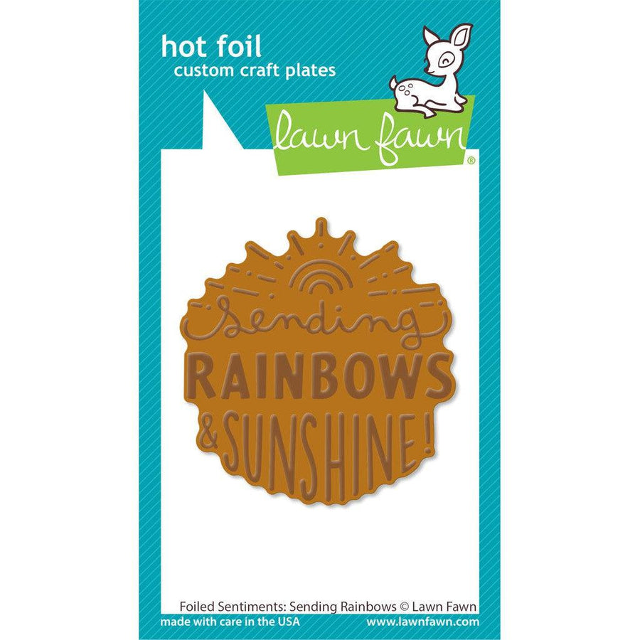 Lawn Fawn - Hot Foil Plates - Foiled Sentiments: Sending Rainbows Hot Foil Plate-ScrapbookPal