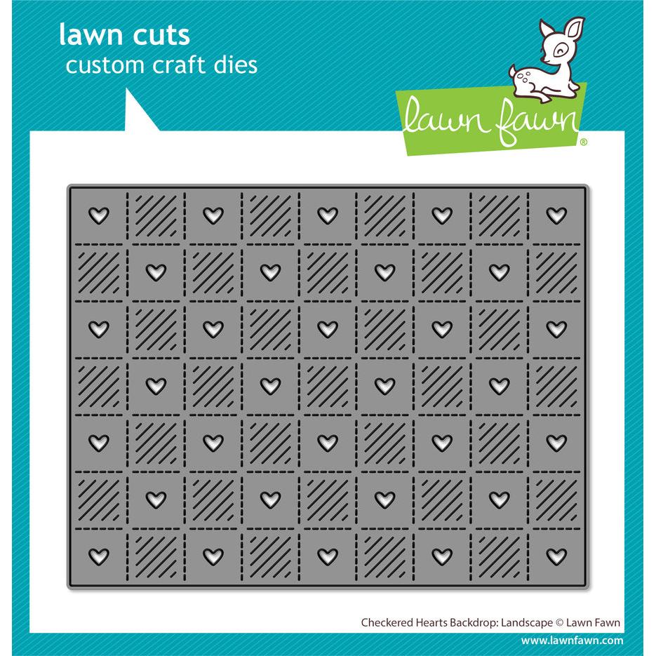 Lawn Fawn - Lawn Cuts - Checkered Hearts Backdrop: Landscape-ScrapbookPal
