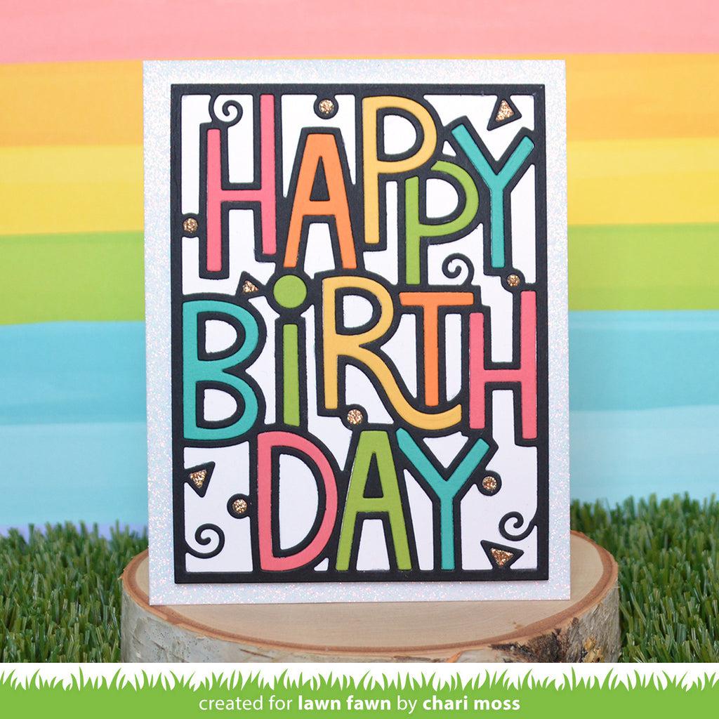 Lawn Fawn - Lawn Cuts - Giant Outlined Happy Birthday: Portrait-ScrapbookPal