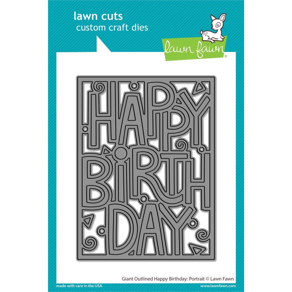 Lawn Fawn - Lawn Cuts - Giant Outlined Happy Birthday: Portrait-ScrapbookPal