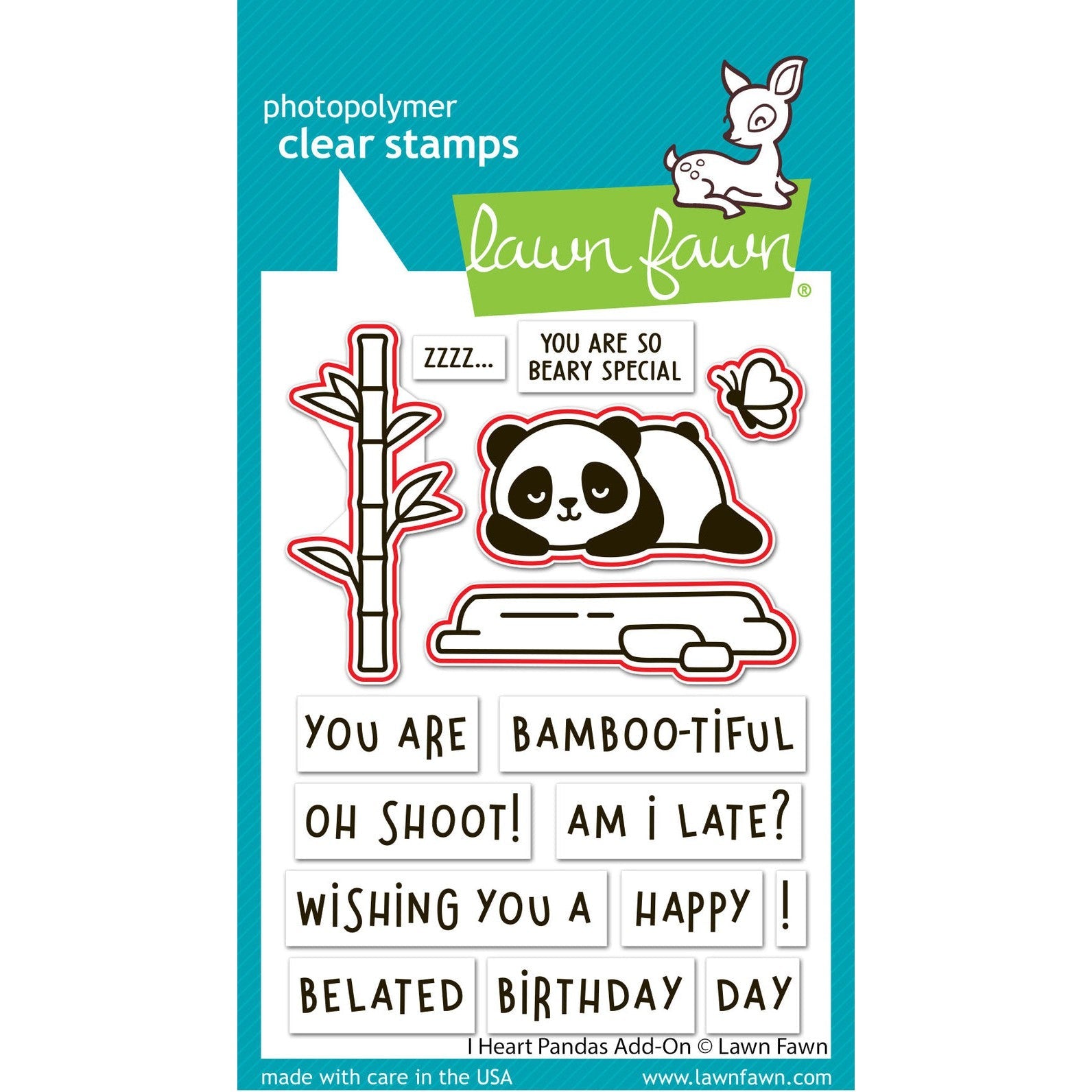 Lawn Fawn - Lawn Cuts - I Heart Pandas Add-On-ScrapbookPal