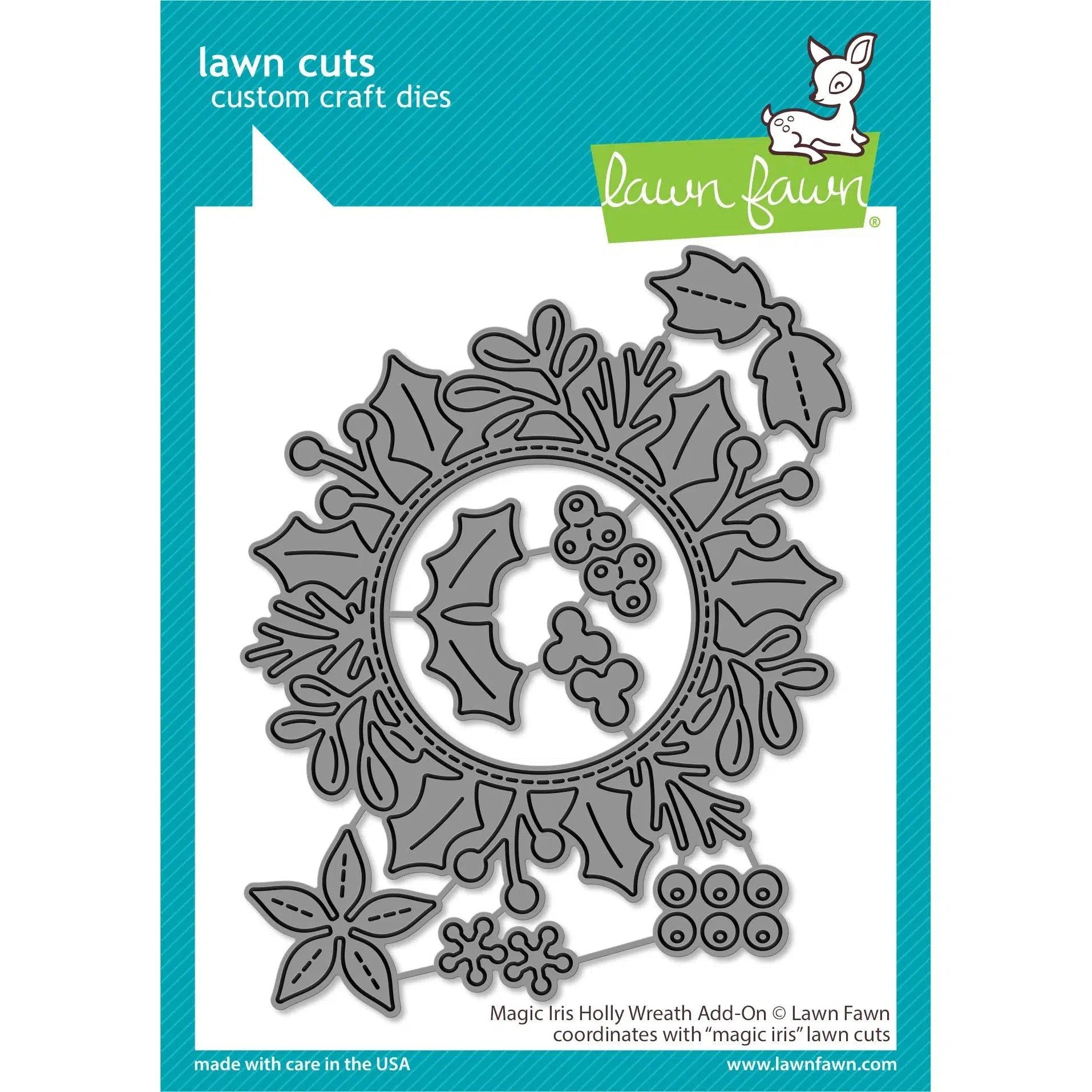 Lawn Fawn - Lawn Cuts - Magic Iris Holly Wreath Add-On-ScrapbookPal