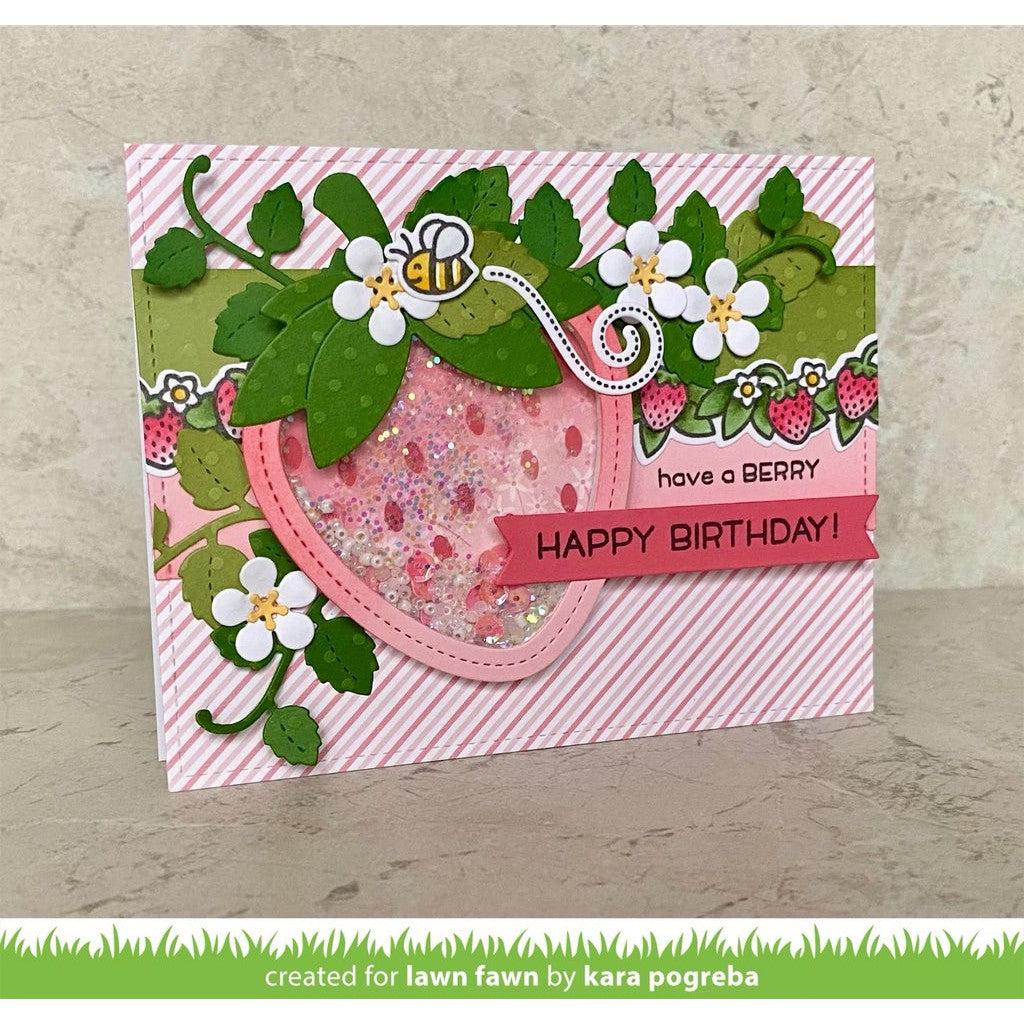 Lawn Fawn - Lawn Cuts - Outside In Stitched Strawberry-ScrapbookPal