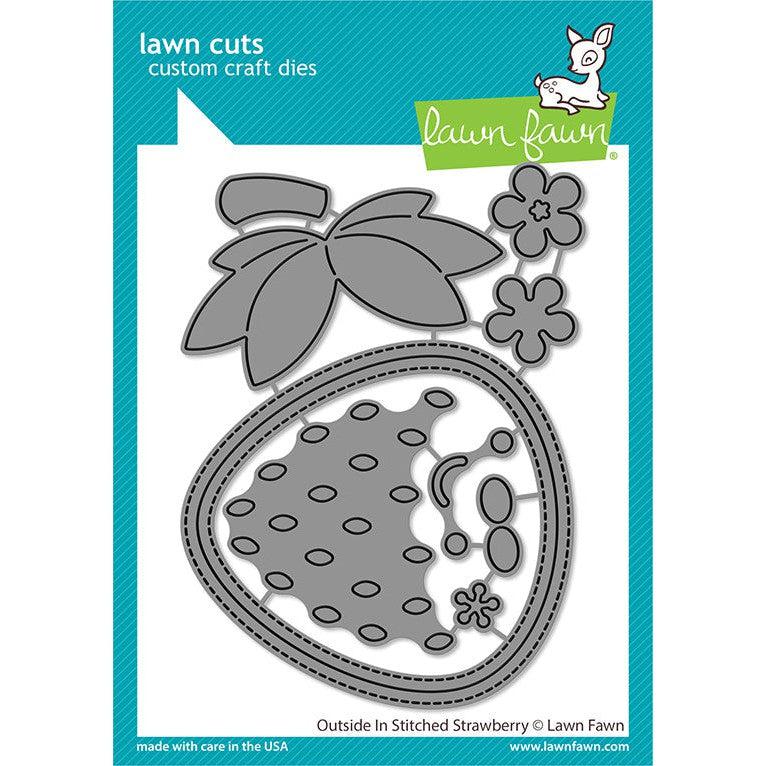 Lawn Fawn - Lawn Cuts - Outside In Stitched Strawberry-ScrapbookPal