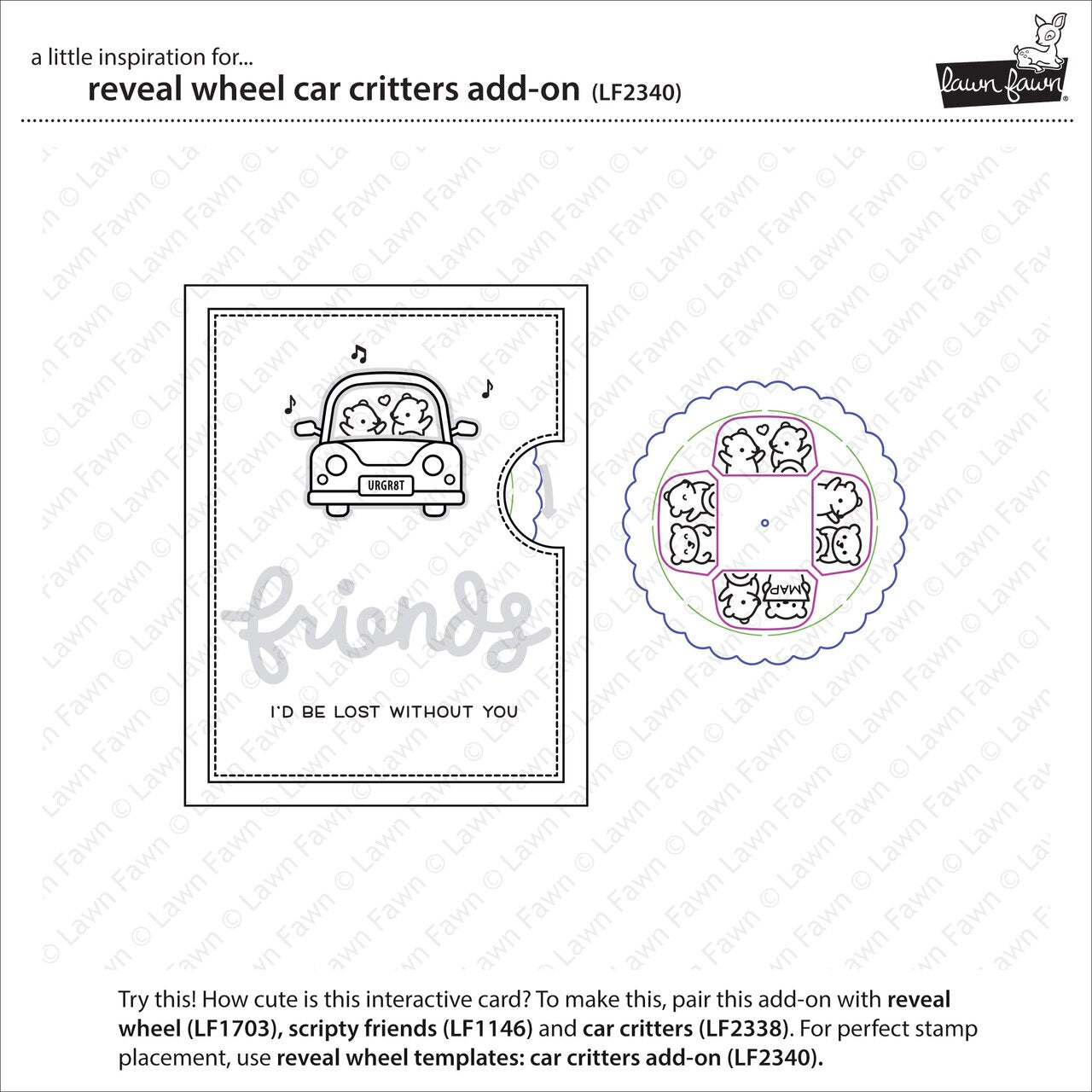 Lawn Fawn - Lawn Cuts - Reveal Wheel Car Critters Add-On-ScrapbookPal