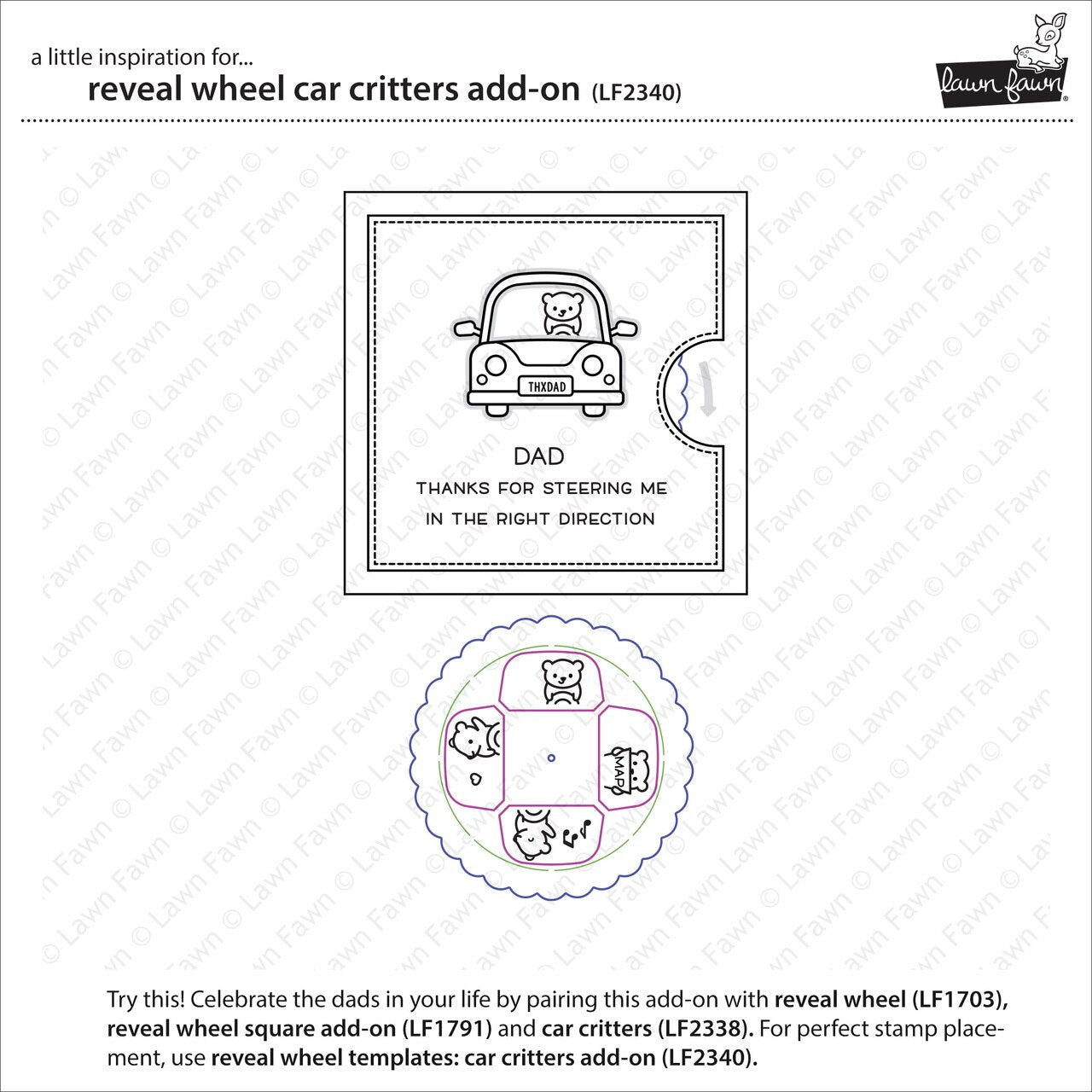 Lawn Fawn - Lawn Cuts - Reveal Wheel Car Critters Add-On-ScrapbookPal