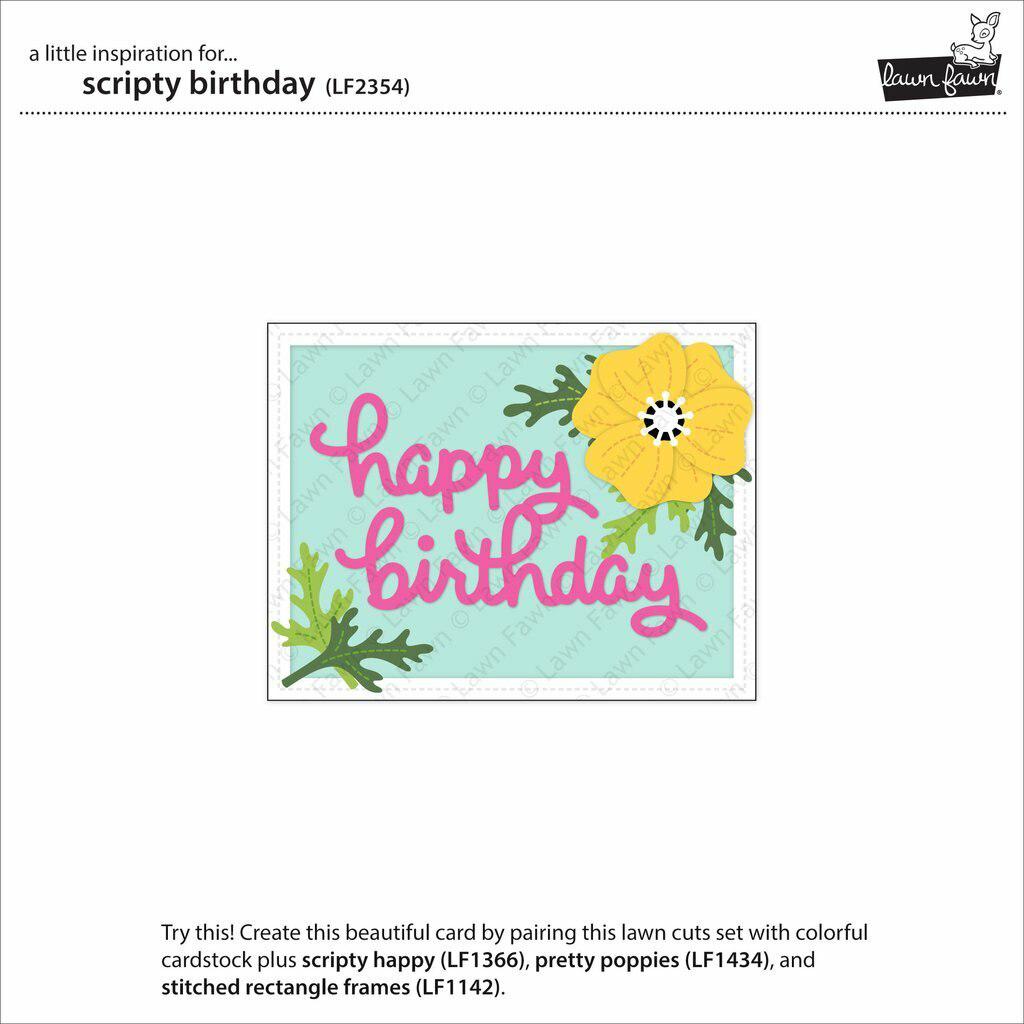 Lawn Fawn - Lawn Cuts - Scripty Birthday-ScrapbookPal
