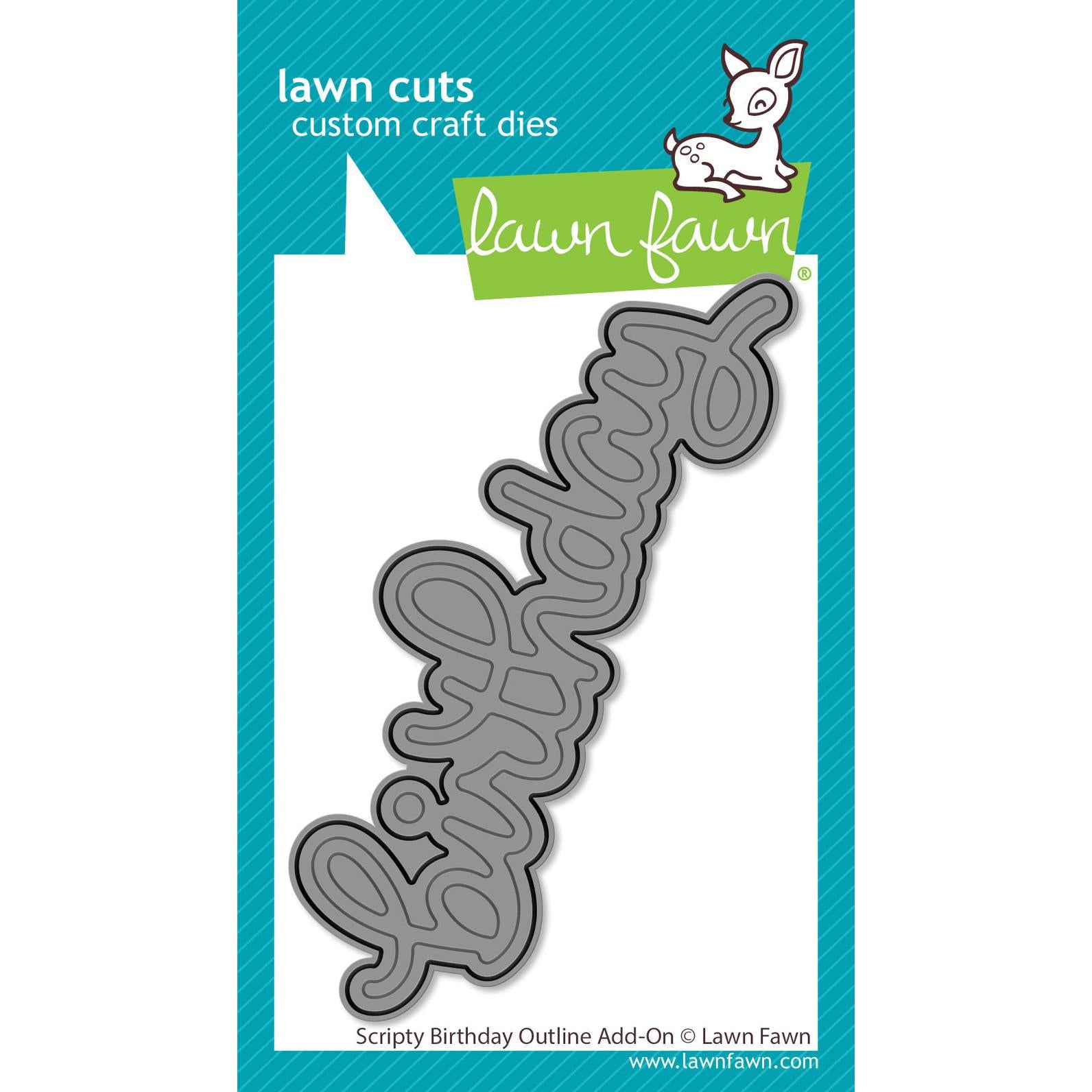 Lawn Fawn - Lawn Cuts - Scripty Birthday Outline Add-On-ScrapbookPal