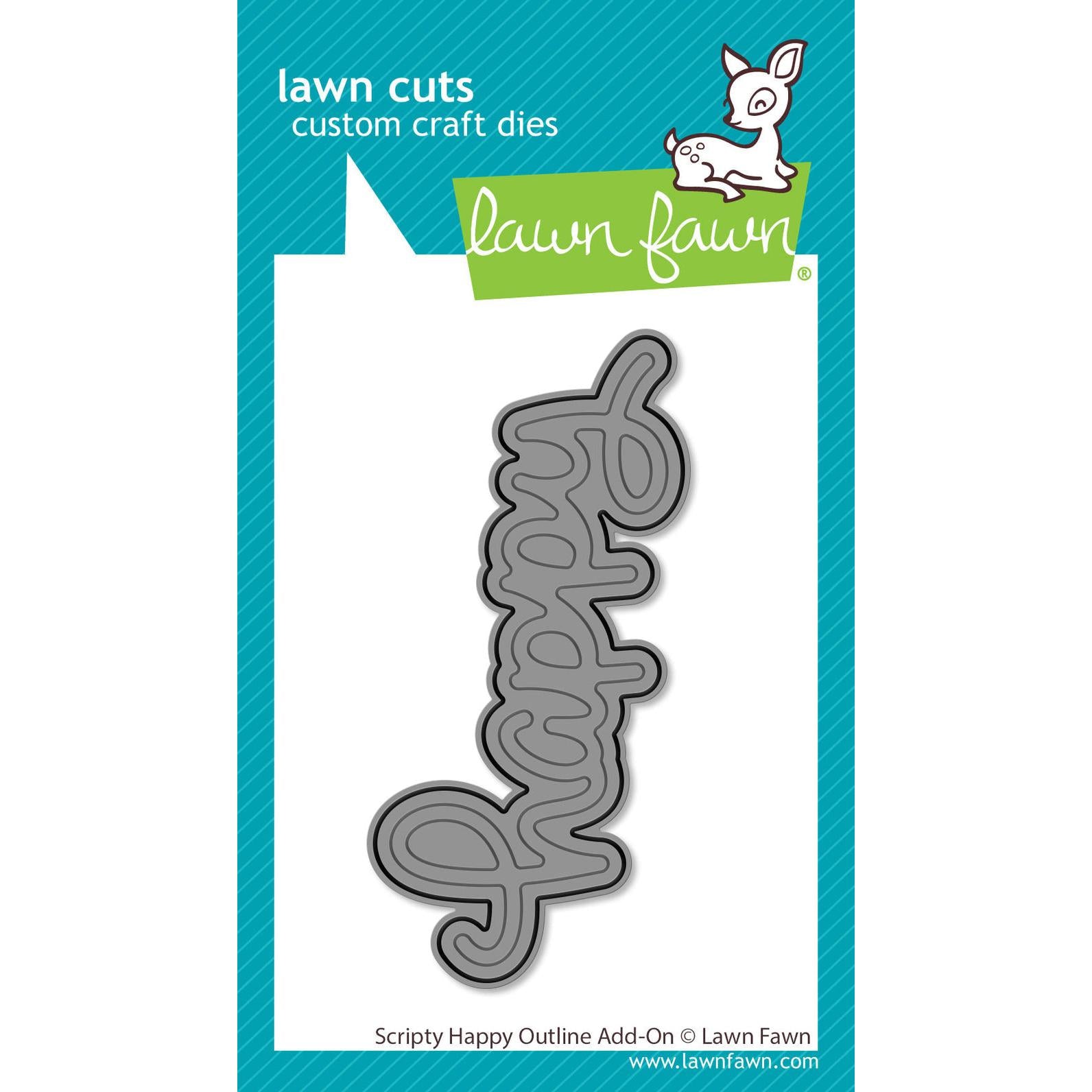 Lawn Fawn - Lawn Cuts - Scripty Happy Outline Add-On-ScrapbookPal