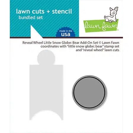 Lawn Fawn - Lawn Cuts + Stencil - Reveal Wheel Little Snow Globe: Bear Add-On-ScrapbookPal