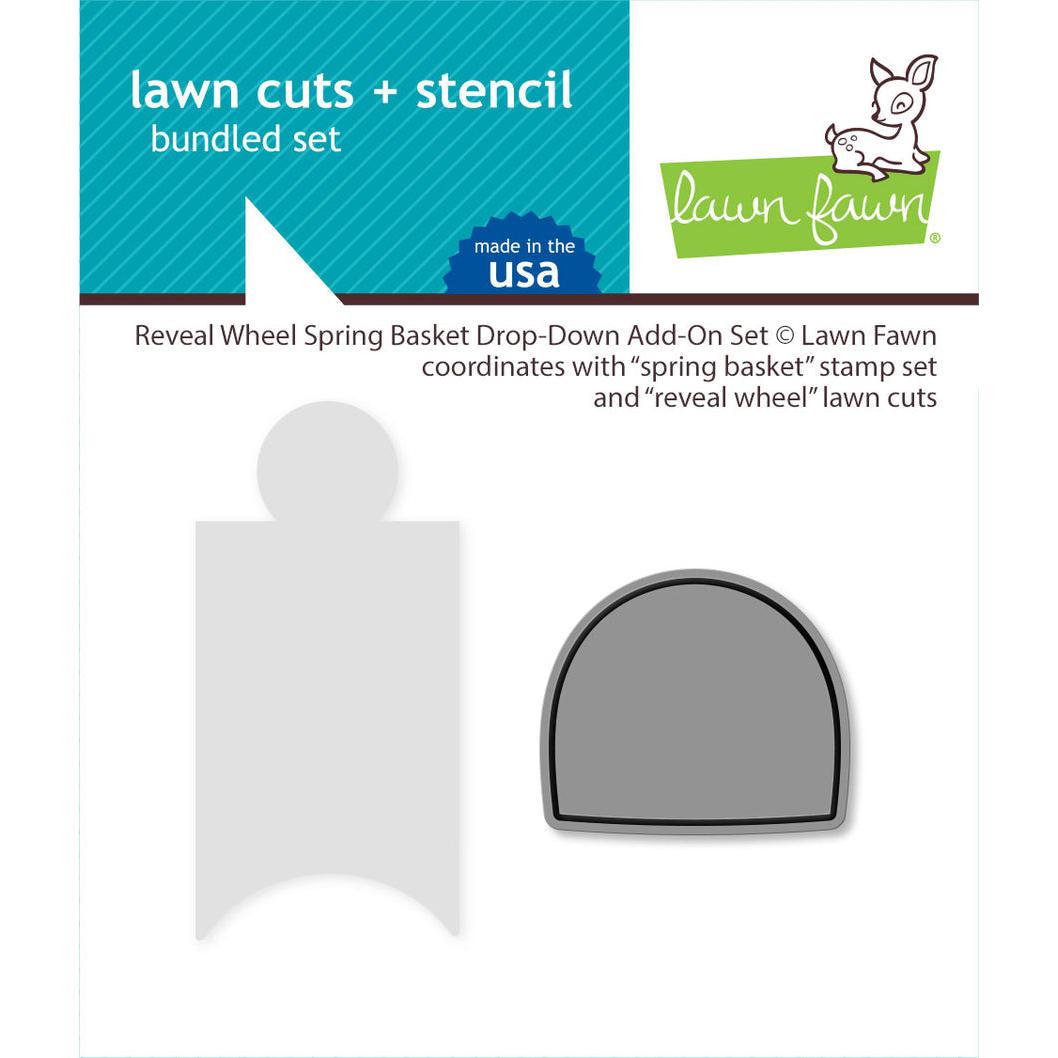 Lawn Fawn - Lawn Cuts + Stencil - Reveal Wheel Spring Basket Drop-Down Add-On Set-ScrapbookPal