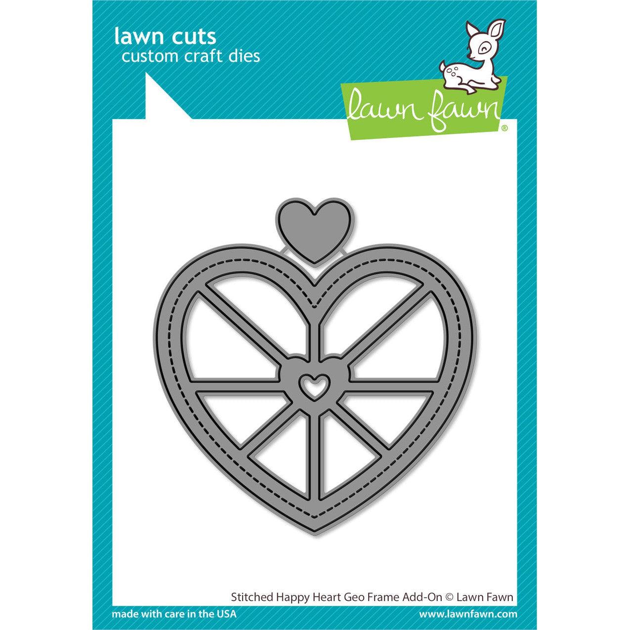 Lawn Fawn - Lawn Cuts - Stitched Happy Heart Geo Frame Add-On-ScrapbookPal