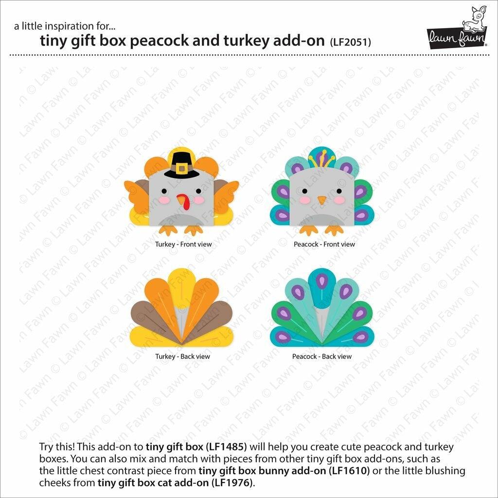 Lawn Fawn - Lawn Cuts - Tiny Gift Box Peacock and Turkey Add-On-ScrapbookPal