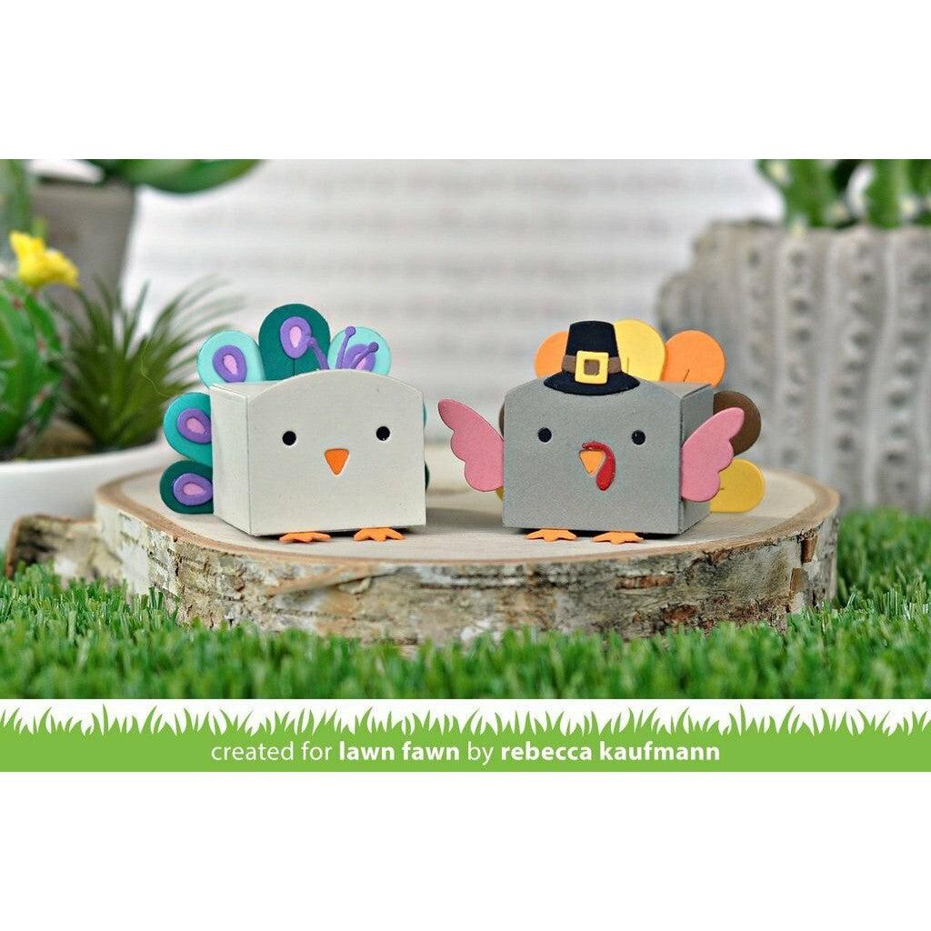 Lawn Fawn - Lawn Cuts - Tiny Gift Box Peacock and Turkey Add-On-ScrapbookPal