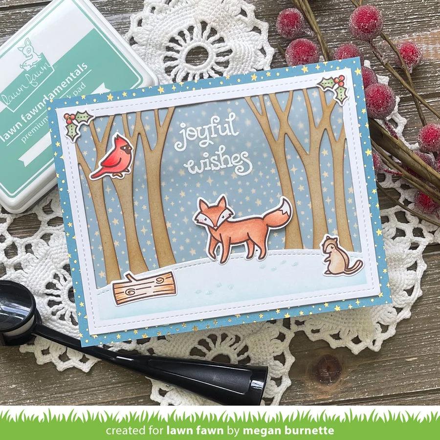 Lawn Fawn - Lawn Cuts - Winter Forest Backdrop: Landscape-ScrapbookPal