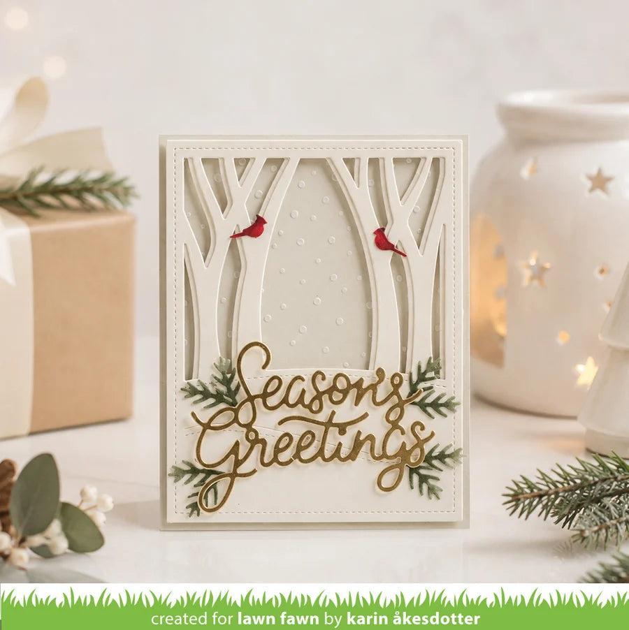 Lawn Fawn - Lawn Cuts - Winter Forest Backdrop: Portrait-ScrapbookPal