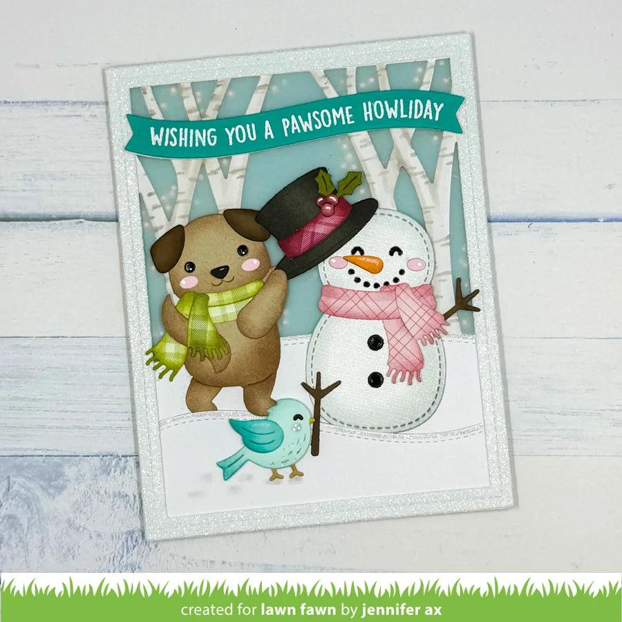 Lawn Fawn - Lawn Cuts - Winter Forest Backdrop: Portrait-ScrapbookPal