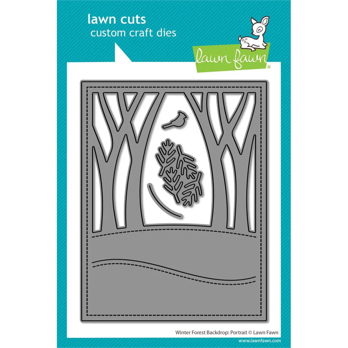 Lawn Fawn - Lawn Cuts - Winter Forest Backdrop: Portrait-ScrapbookPal