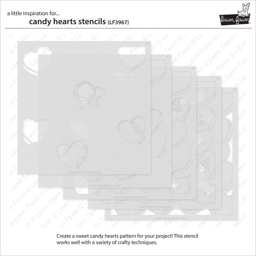 Lawn Fawn - Stencils - Candy Hearts-ScrapbookPal