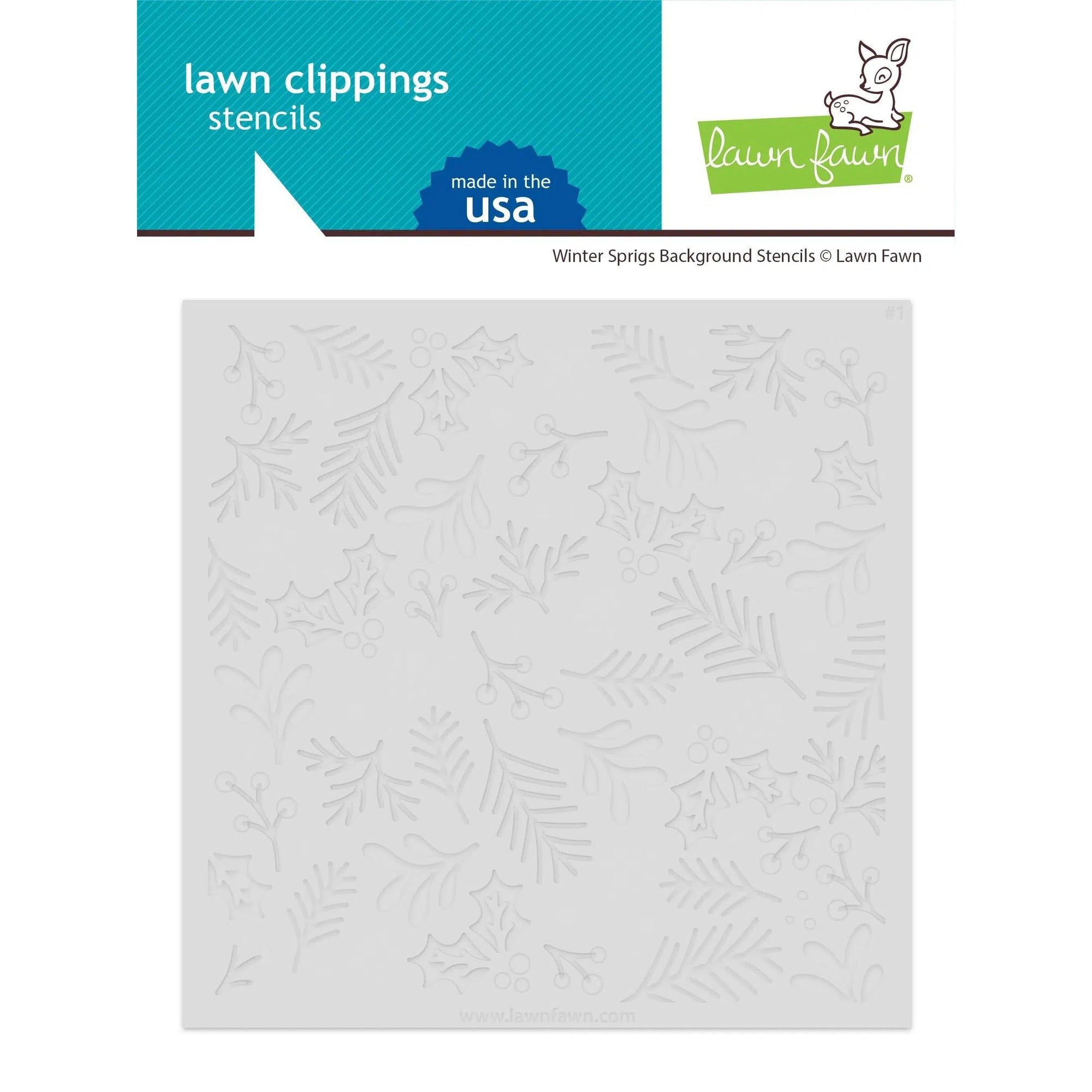 Lawn Fawn - Stencils - Winter Sprigs Background-ScrapbookPal