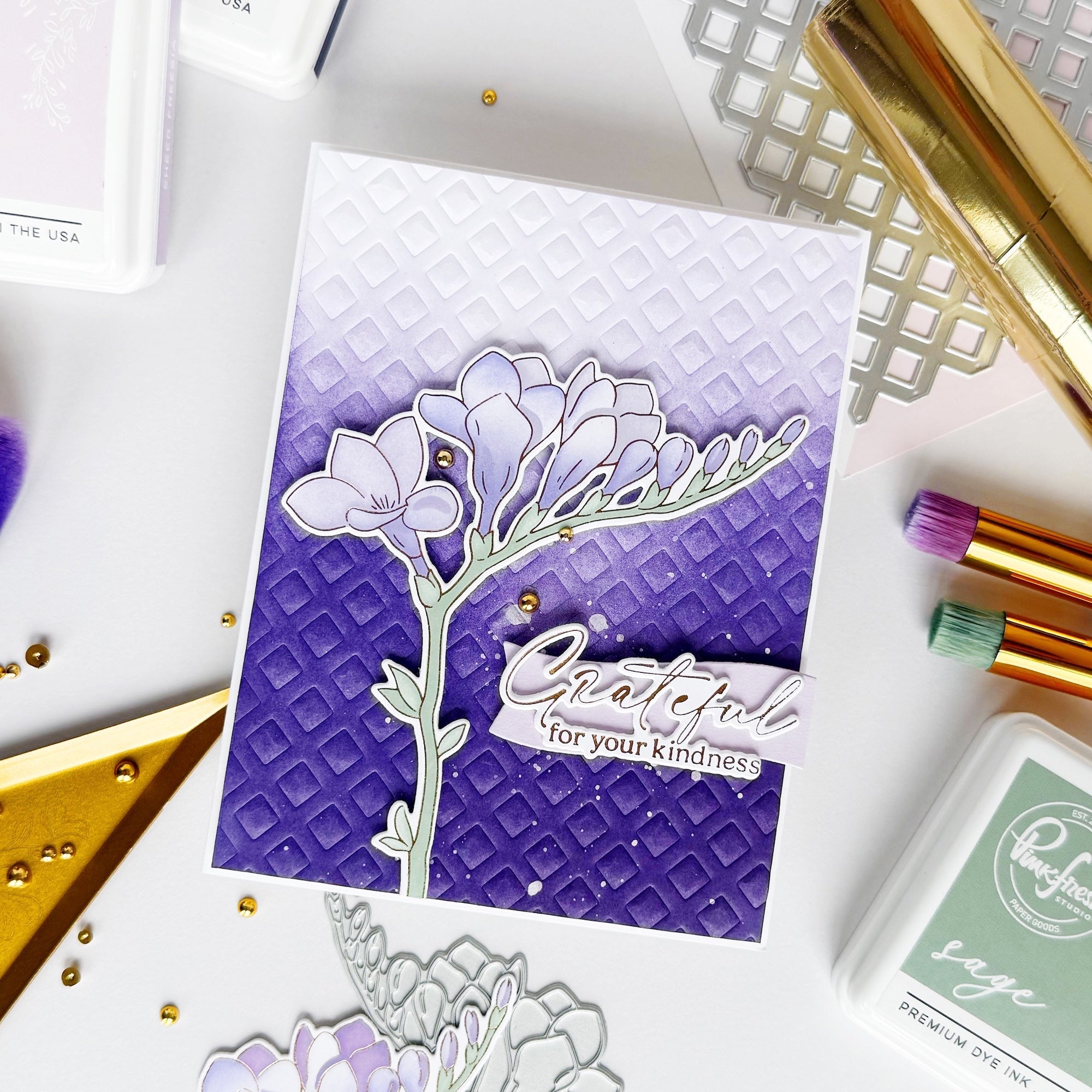 Pinkfresh Studio - Stencils - Freesia Flourish-ScrapbookPal