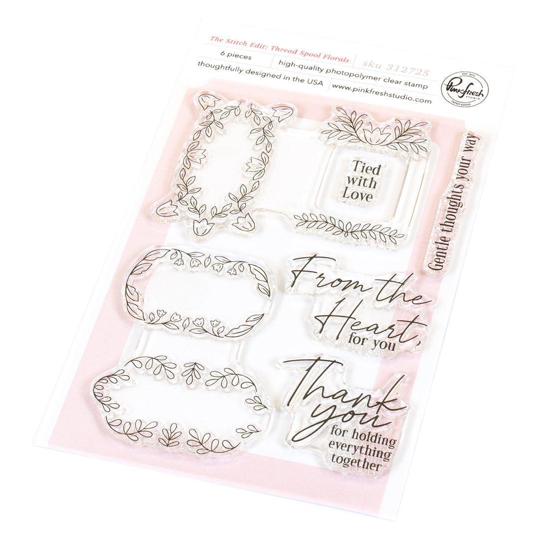 Pinkfresh Studio - Clear Stamps - The Stitch Edit: Thread Spool Florals-ScrapbookPal