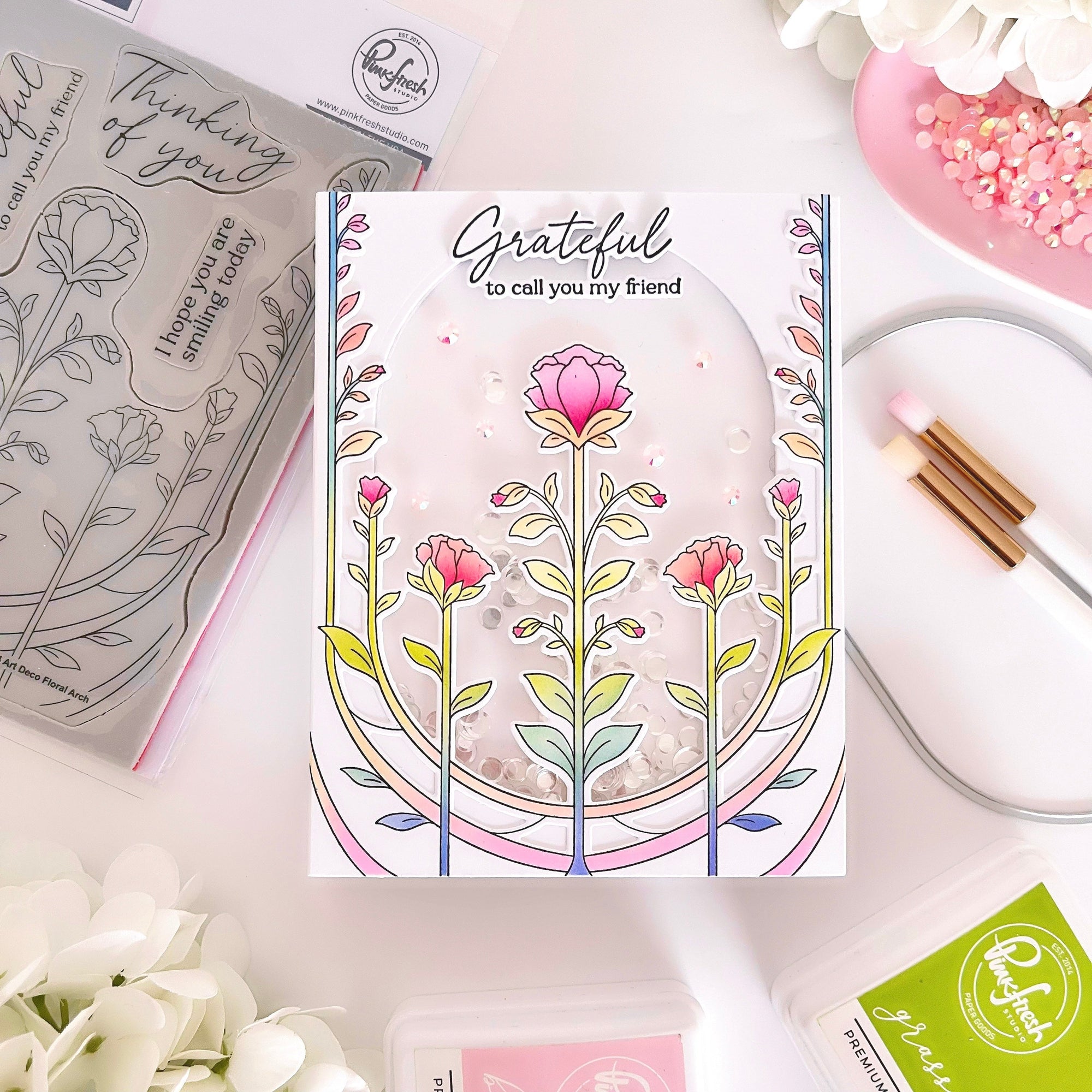 Pinkfresh Studio - Cling Stamps - Art Deco Floral Arch-ScrapbookPal